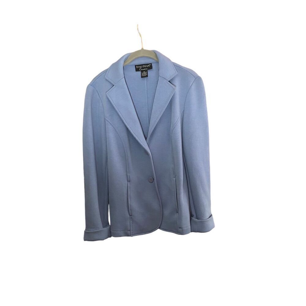 Dialogue QVC classic women’s button stretch blue suit blazer jacket S/XS